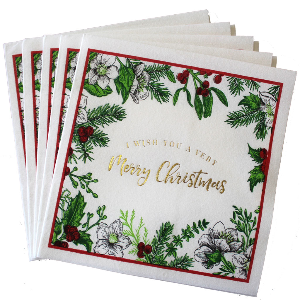 Merry Christmas Airlaid Napkins Festive Airlaid Napkins