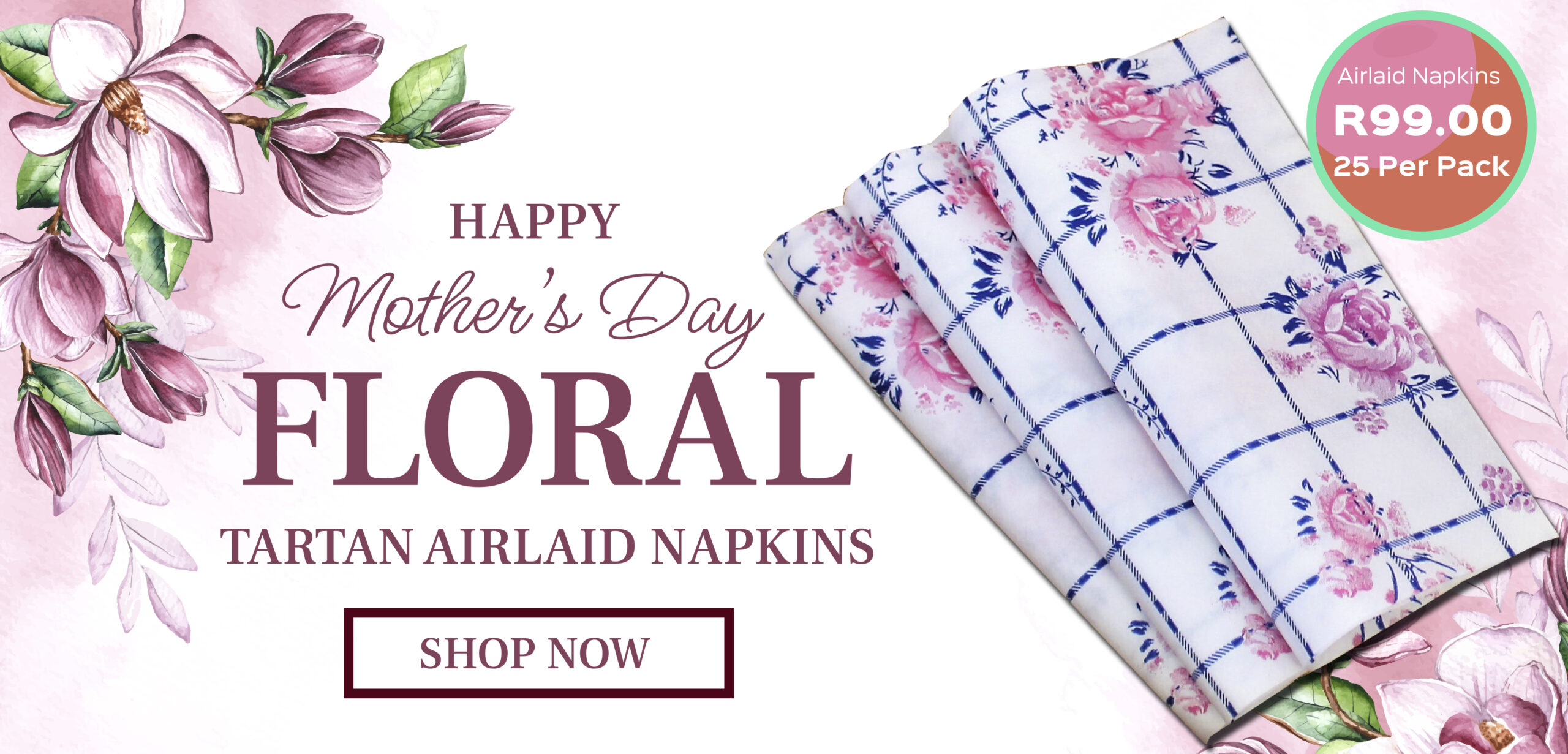 Floral-Tartan-Napkins Mothers Day