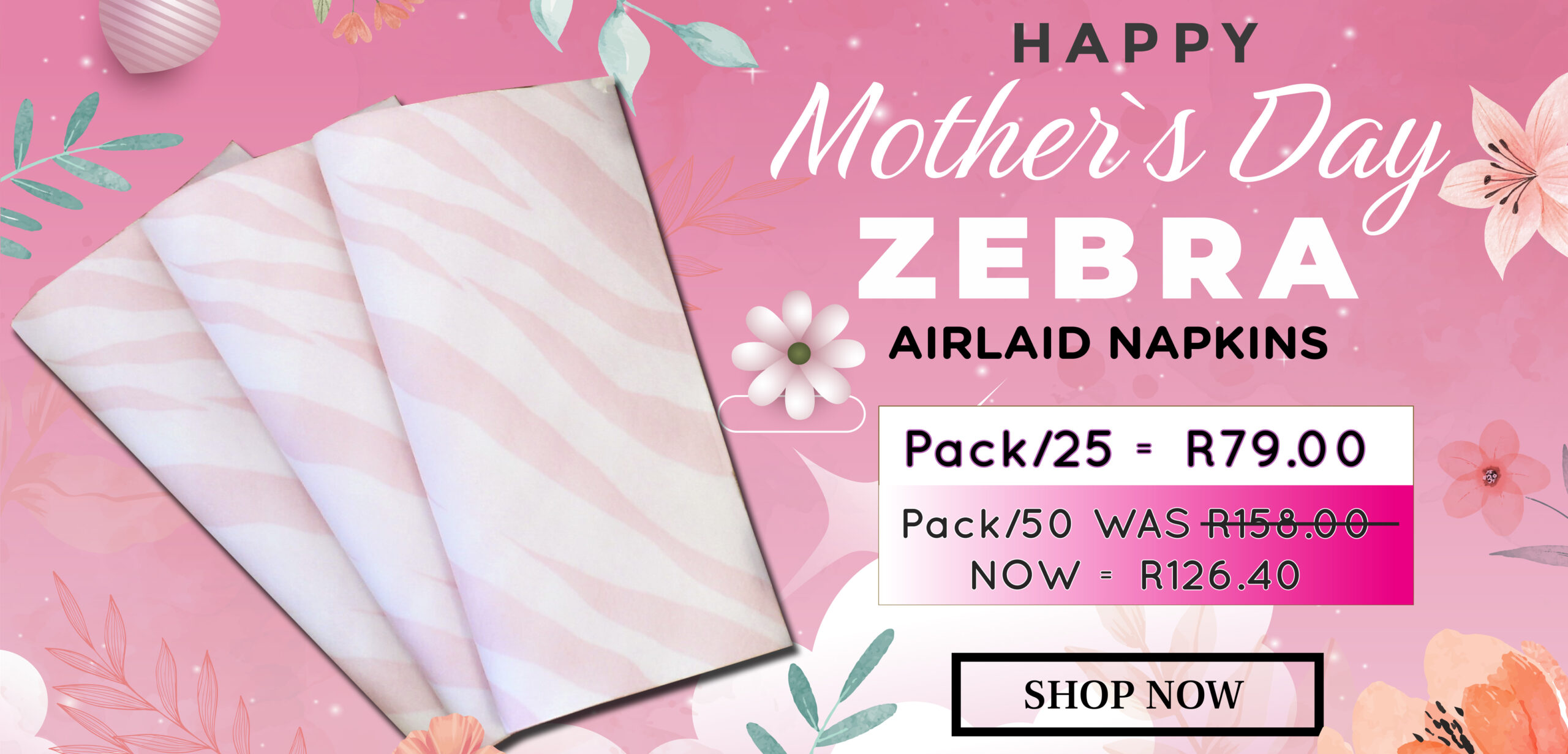 Pale-Pink-Zebra-Napkins-Happy-Mothers-Day